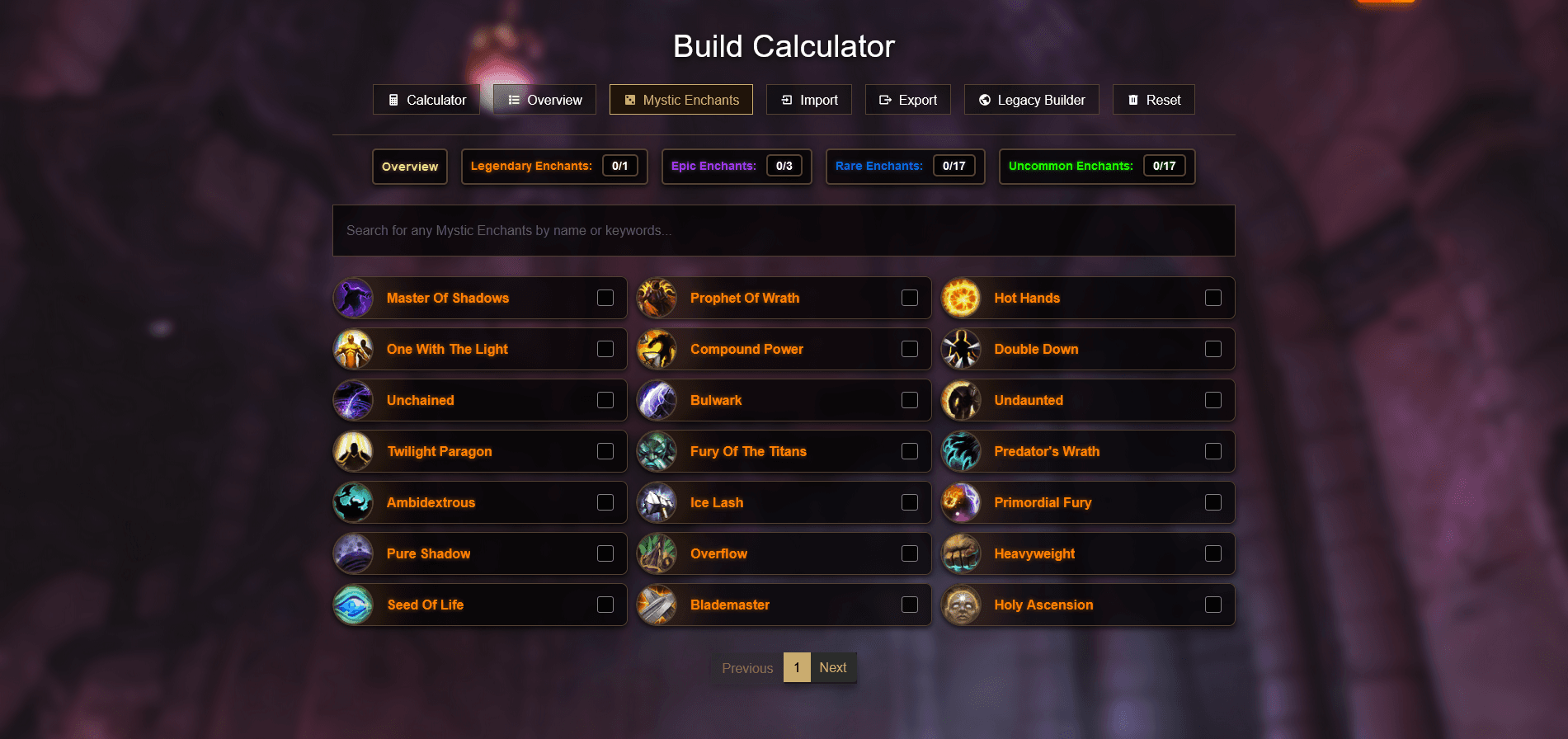 MYSTIC ENCHANT BUILDER UPDATE